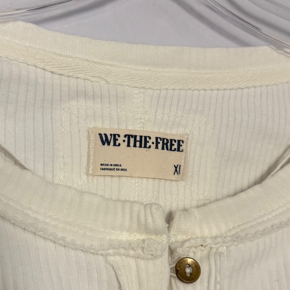 Free People We The Free Its on Cardi Ivory Ribbed Slim Cardigan Y2K 90s - XLarge - Picture 3 of 5